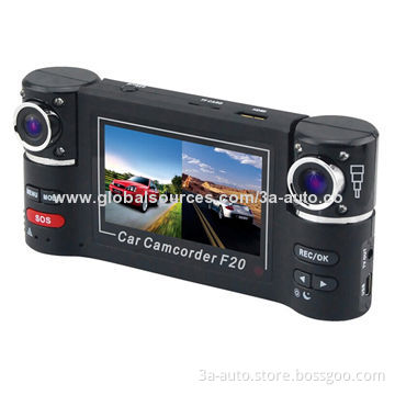 Car DVR with 2.7-inch Display Dual Rotary Lens/180-degree Rotation/SOS Function